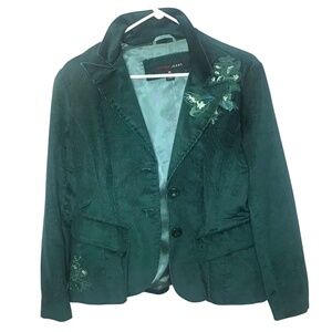 Boho Western Green Corduroy Waistcoat - Floral Embroidery Armor Jeans
